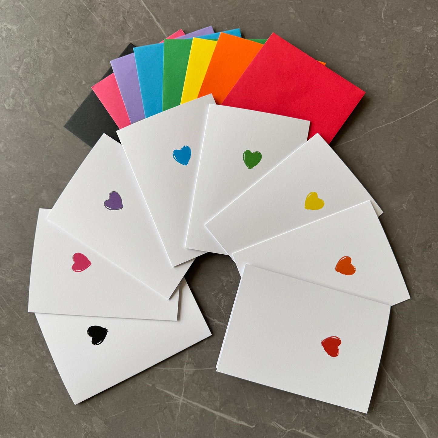 Multicolour Love Heart Cards