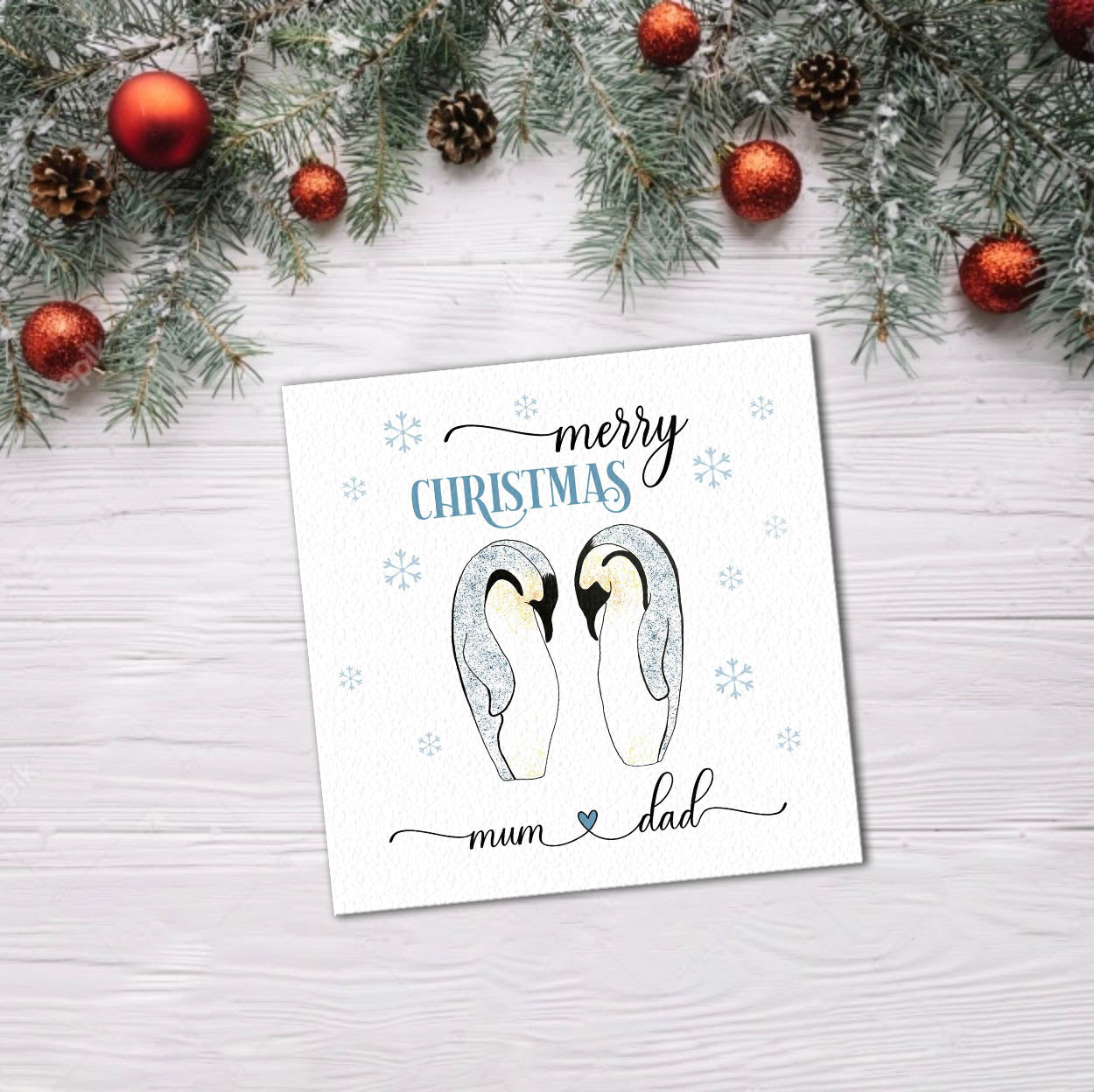 Mum and Dad Penguin Christmas Card