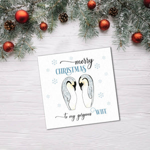 Wife Christmas Penguin Card