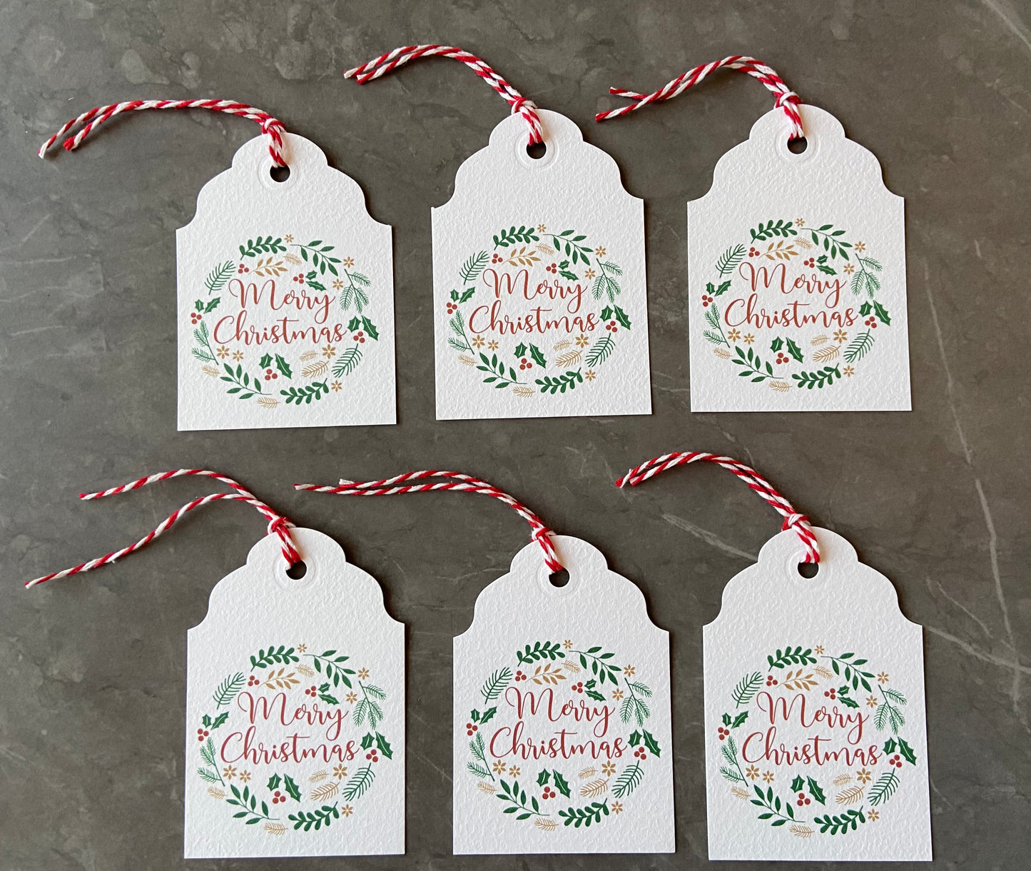Christmas Wreath Gift Tags - bag of 6