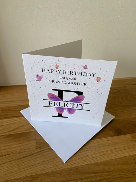 Personalised Granddaughter Butterfly Birthday Card