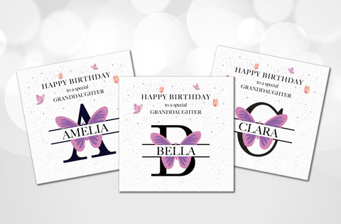 Personalised Granddaughter Butterfly Birthday Card