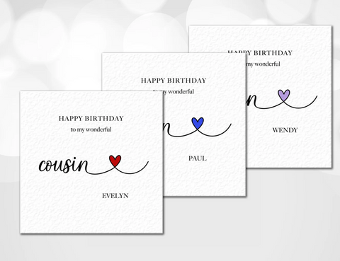 Personalised Cousin Birthday Card