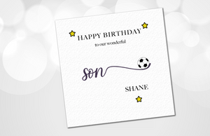 Personalised Son Football Birthday Card