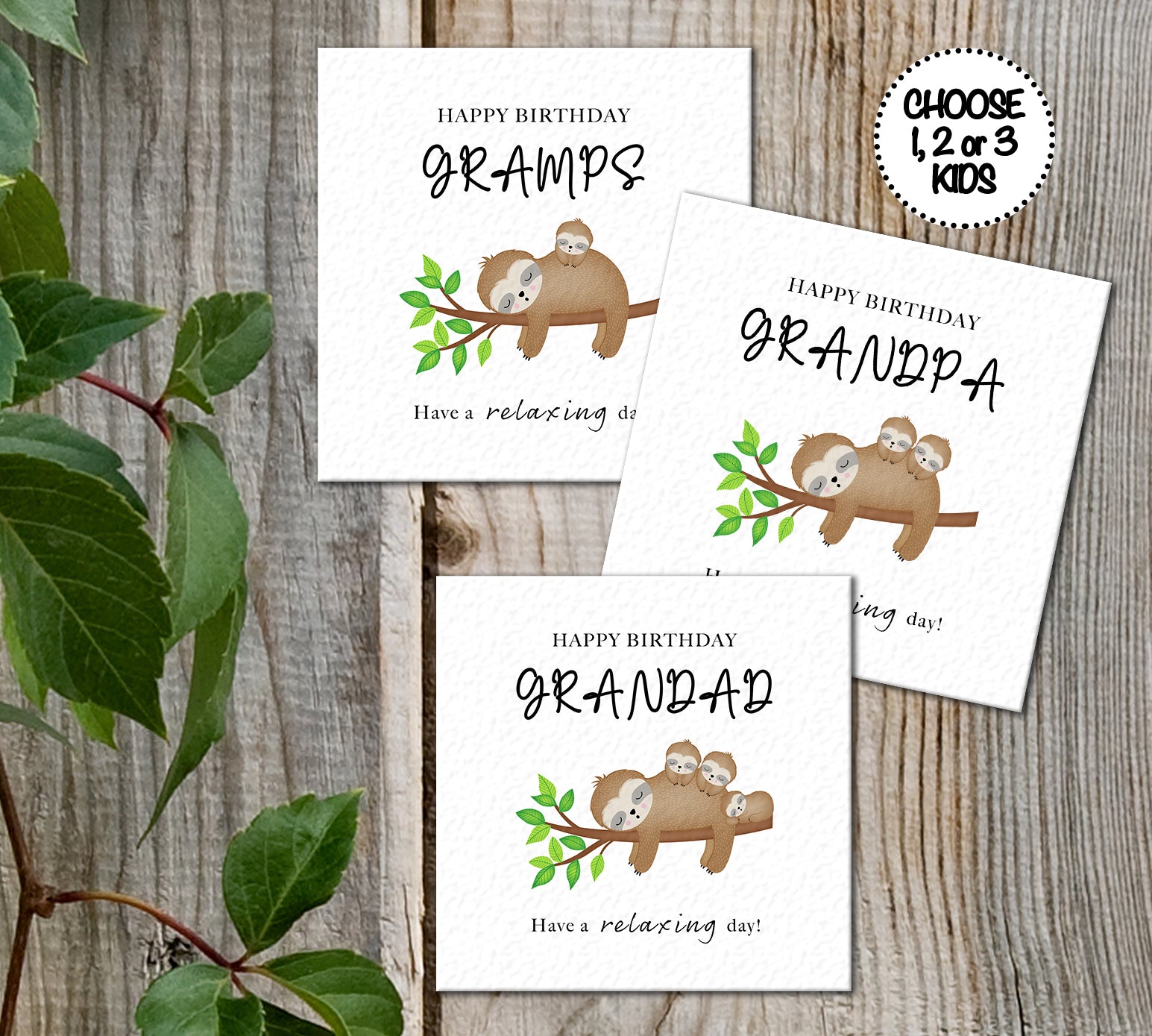 Grandpa Sloth Birthday Card