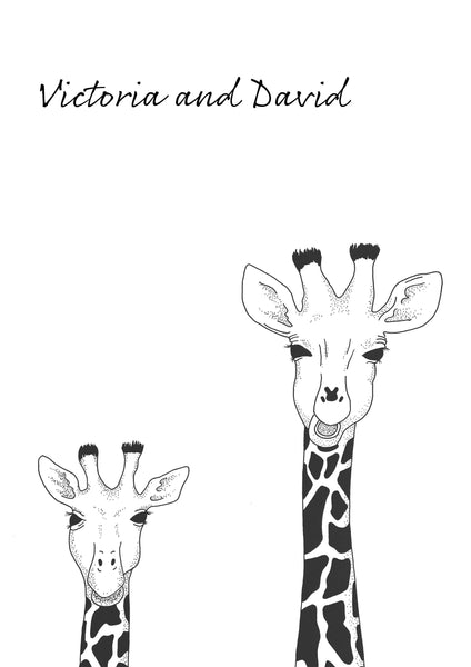 Personalised Couple Giraffe Print