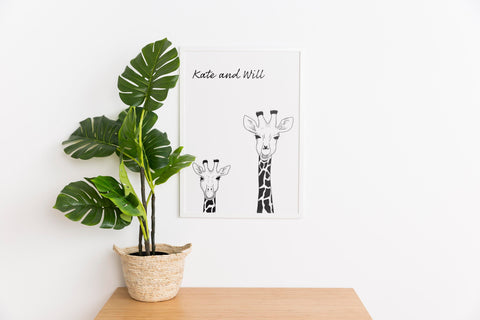 Personalised Couple Giraffe Print