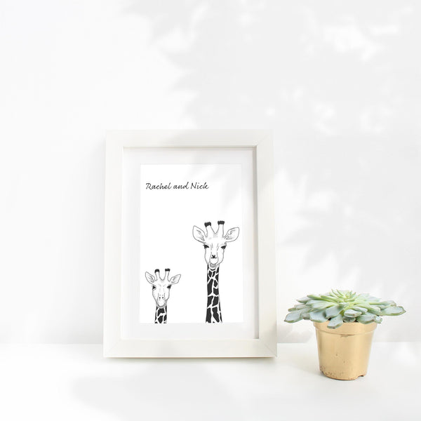 Personalised Couple Giraffe Print