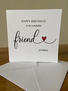 Personalised Friend Birthday Card