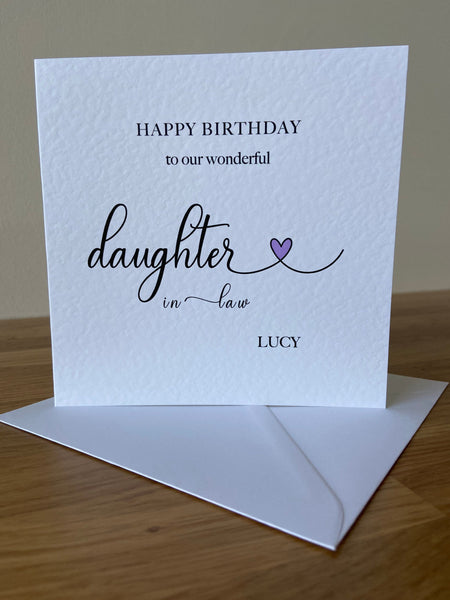 personalised daughter in law card