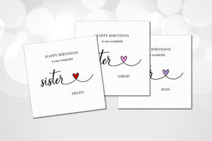 Personalised Sister Birthday Card