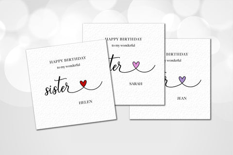 Personalised Sister Birthday Card