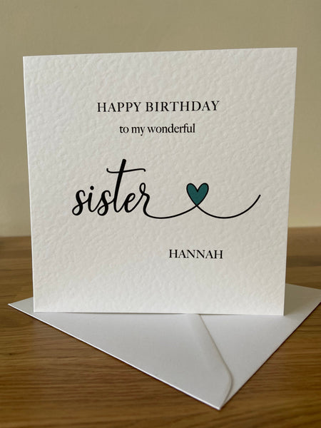 Personalised Sister Birthday Card