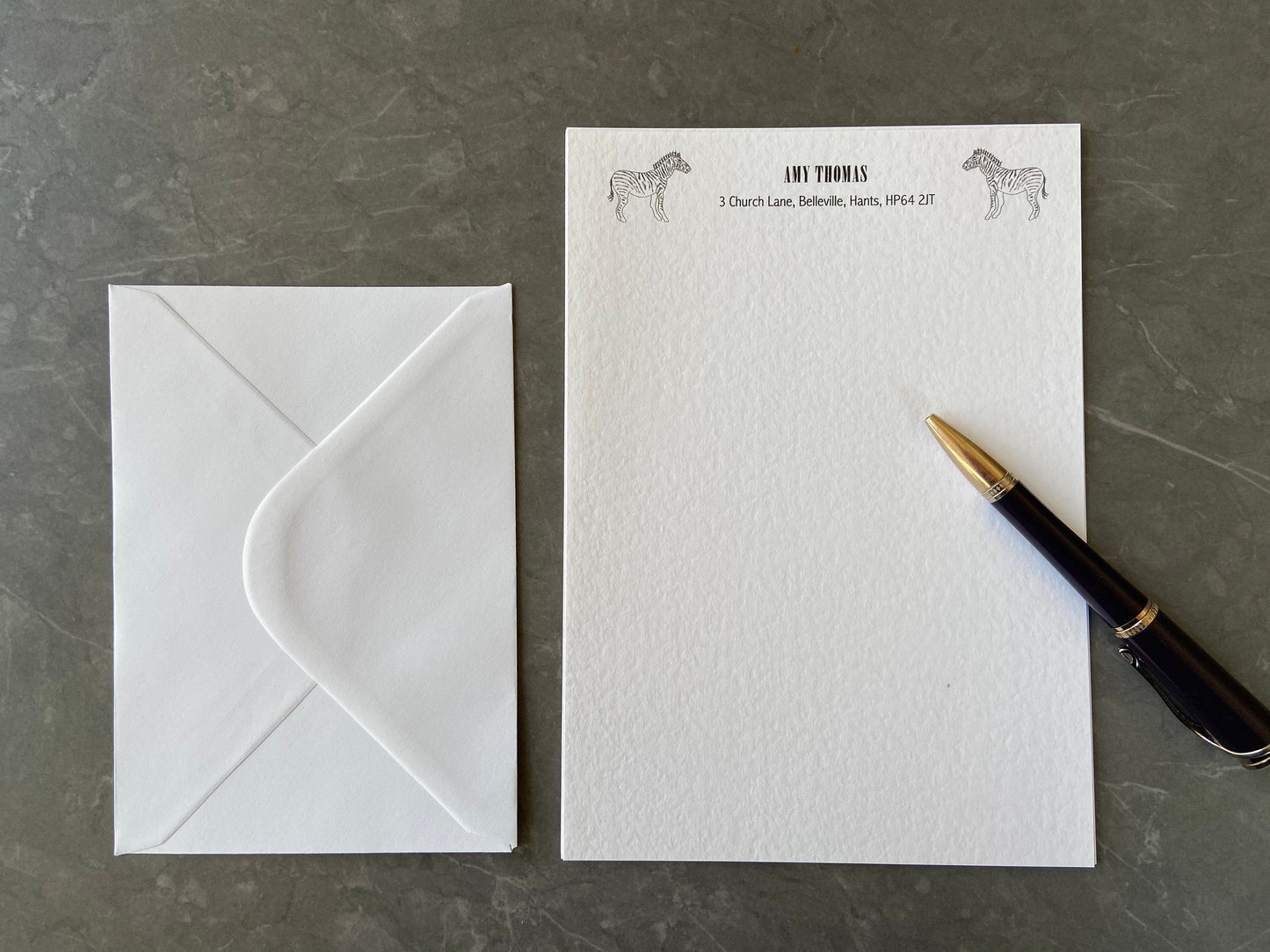 Personalised Zebra Writing Paper Set
