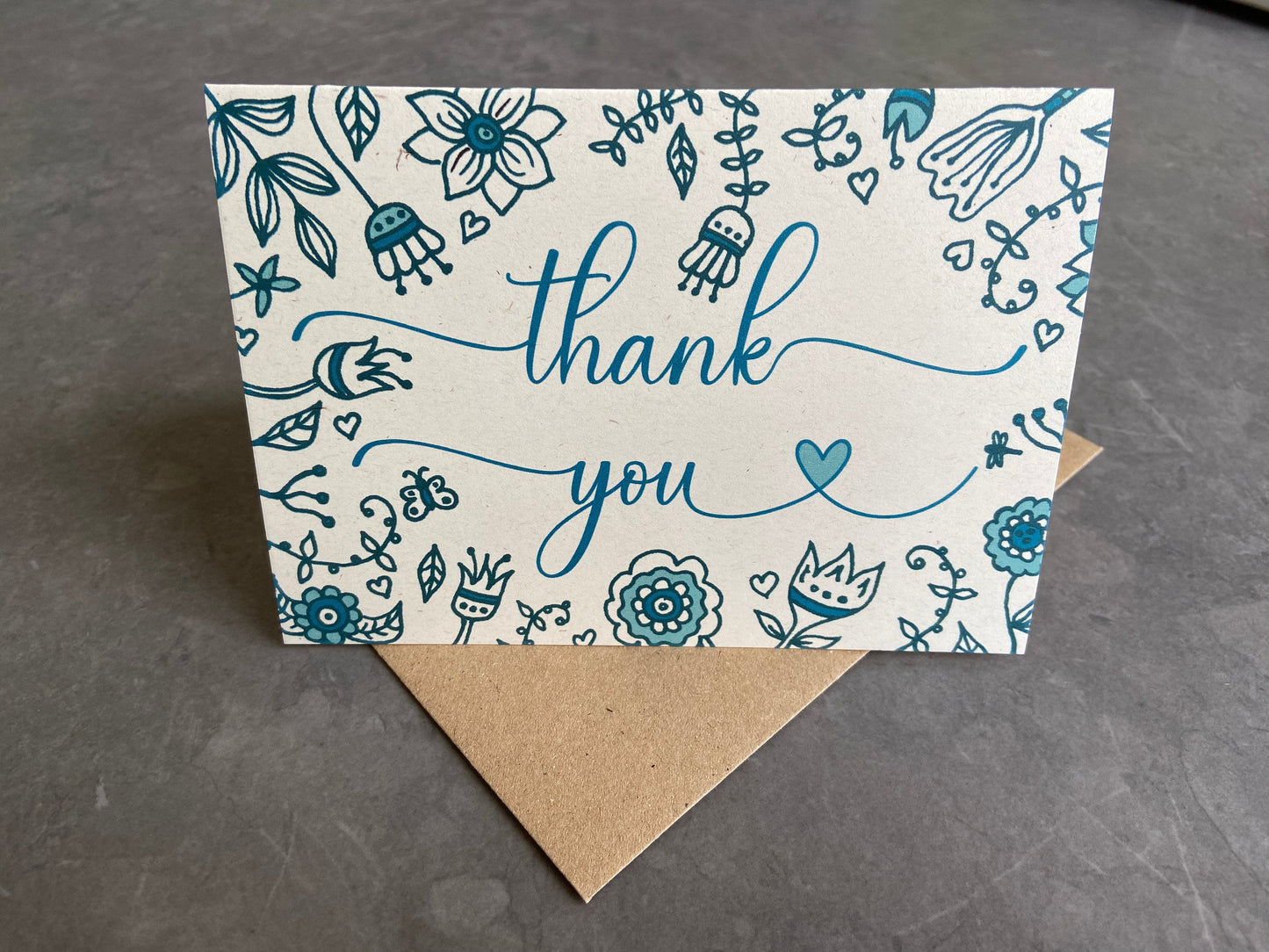 Thank You Note Cards - Teal Florals