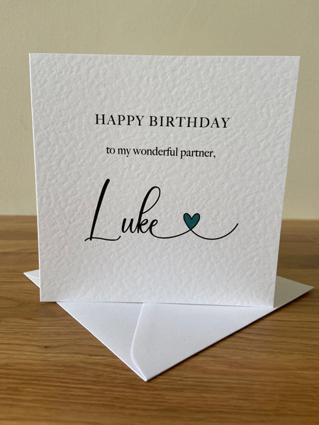 Personalised Partner Birthday Card