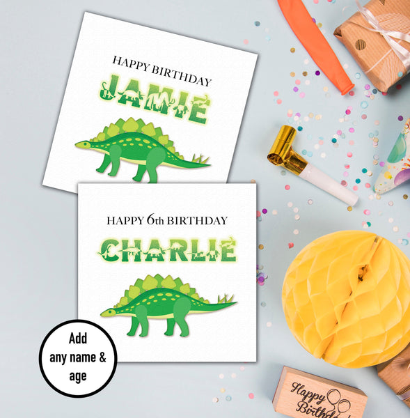 Dinosaur Stegasaurus Birthday Card