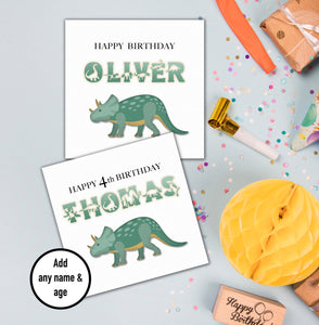 Dinosaur Triceratops Birthday Card
