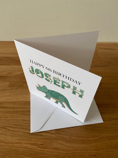 Dinosaur Triceratops Birthday Card