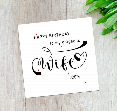 Personalised Wife Birthday Card