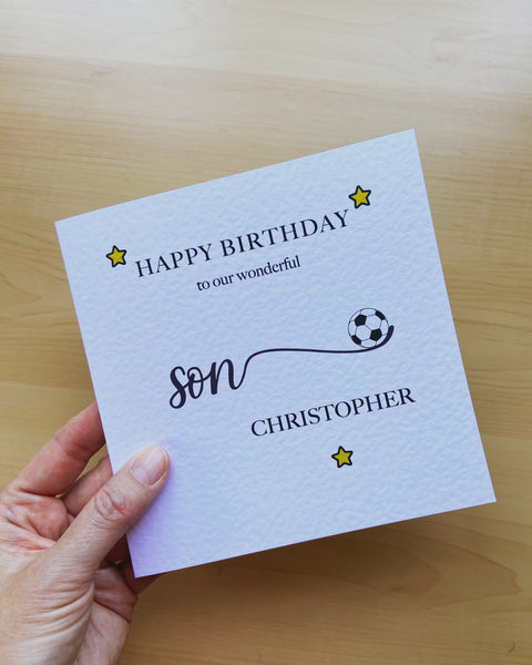 Personalised Son Football Birthday Card