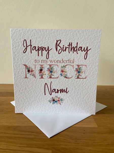 Personalised Niece Birthday Card