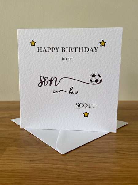 Personalised Son-in-law Football Birthday Card