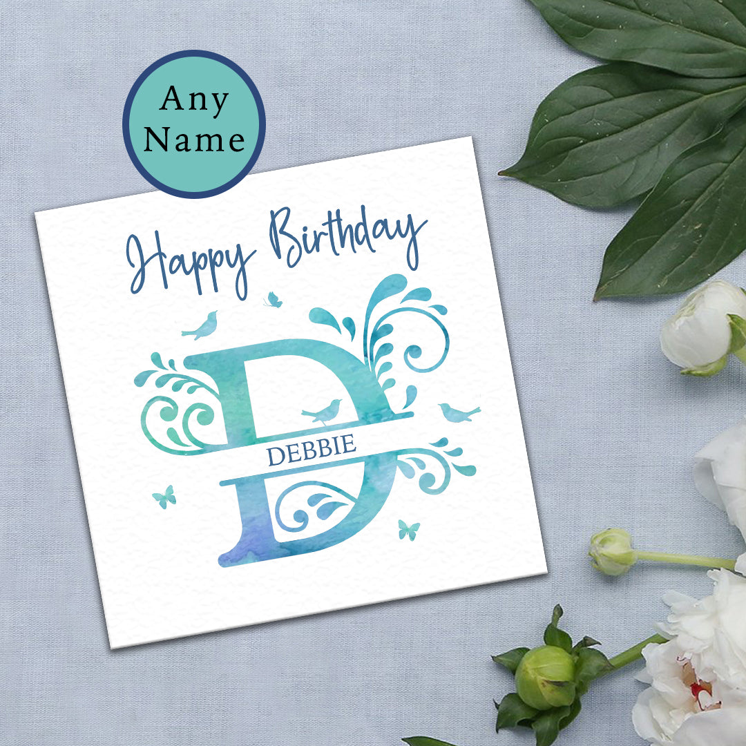 Personalised Birthday Card with Watercolour Monogram