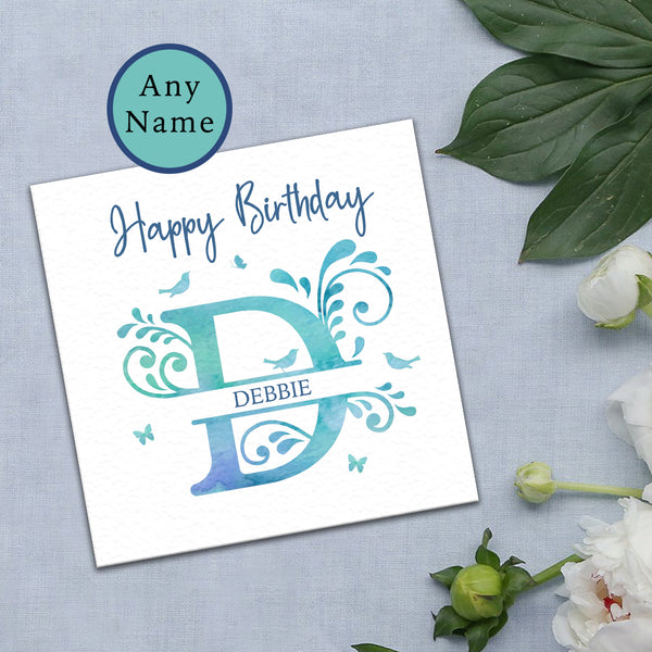 Personalised Birthday Card with Watercolour Monogram